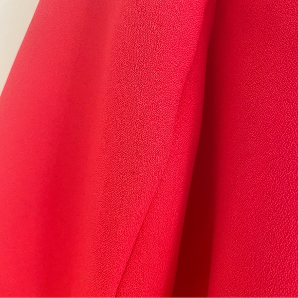 ASOS DESIGN Petite Frill Bonded Red Pink Ruffle Double Breasted Trench Coat 6 - Picture 9 of 14